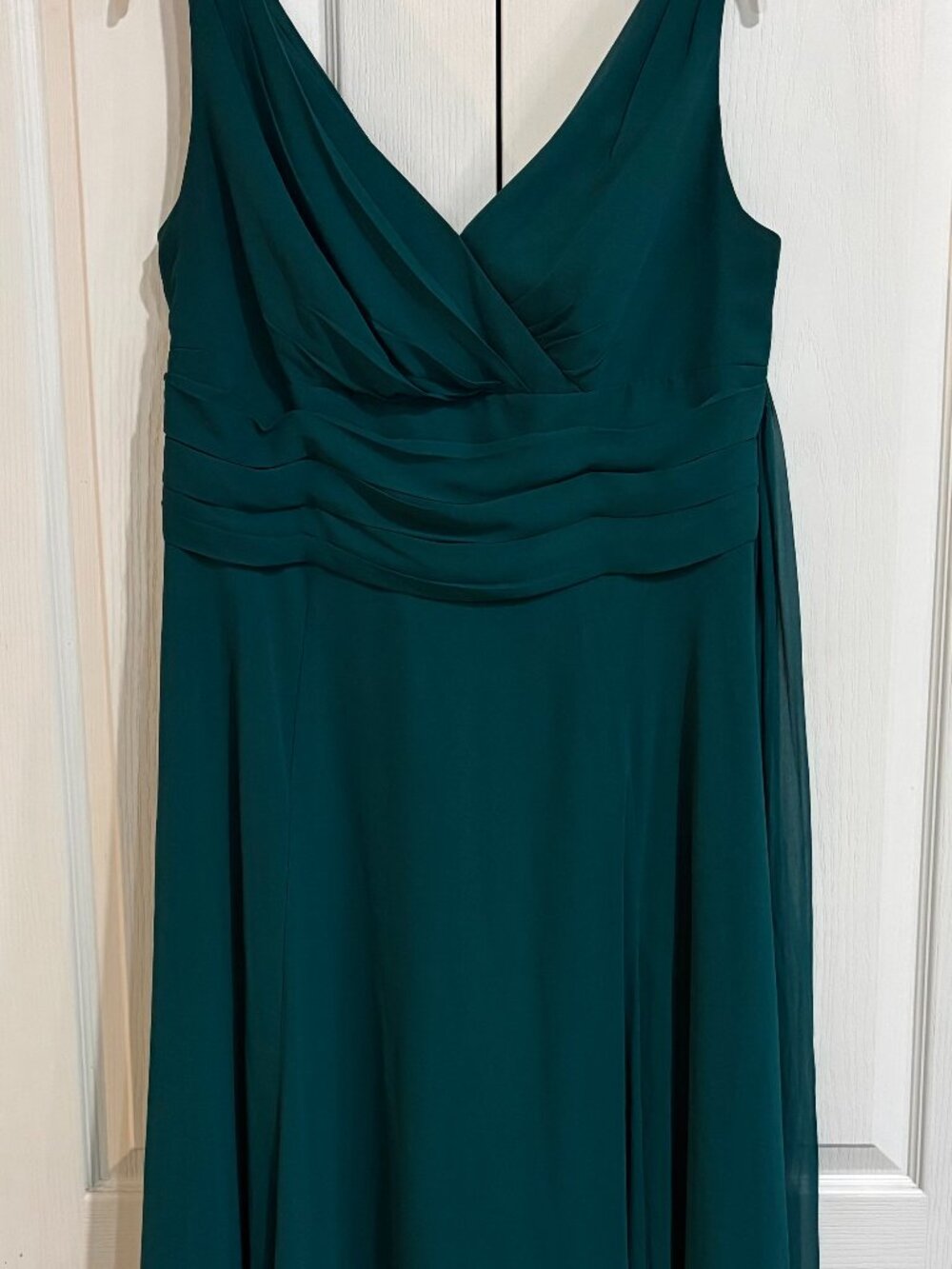 David's Bridal Long Chiffon Surplice Tank Dress - Gem - F19831
